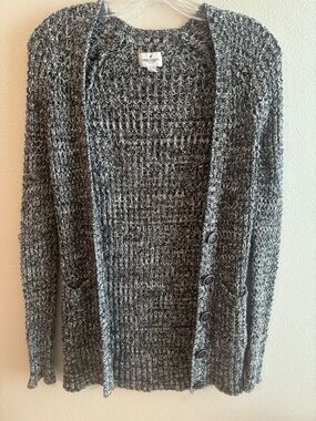 American Eagle Outfitters Black & White Marled Button Cardigan extra small women